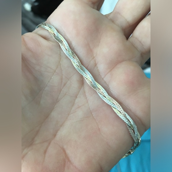 90’s 925 fmc tricolor 6.5in (approx) braided bracelet. Rose/white/yellow gold. - Picture 15 of 15